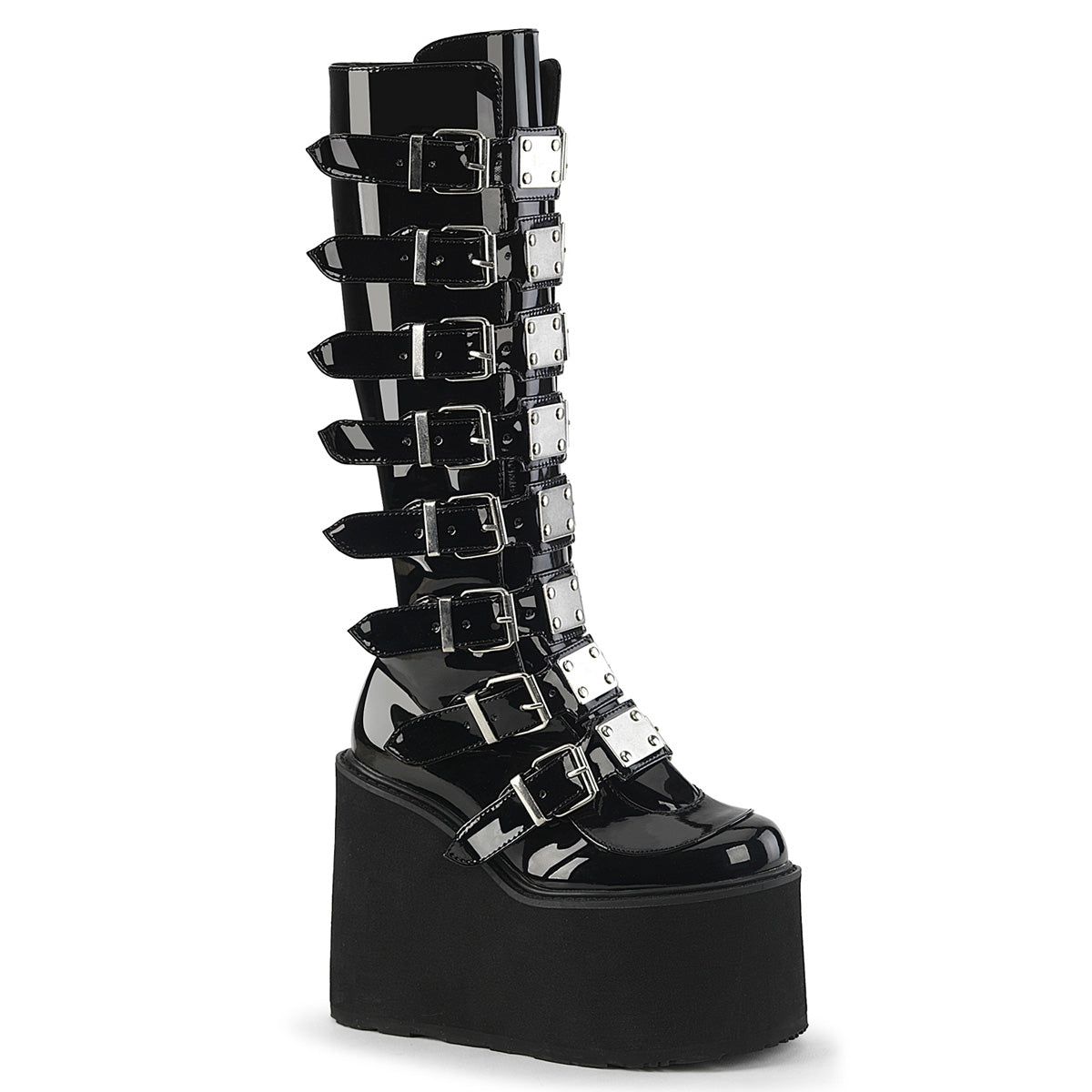 Swing Cyber Metal Plate Platform Knee Boots