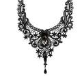 Cathedral Lace Bib Necklace, black lace bib necklace with black jewel and drop
